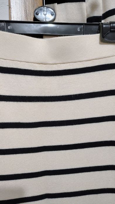 H&m komplet spódnica sweter M paski beżowo-czarne