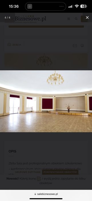 Sala konferencyjno bankietowa Złota Sala