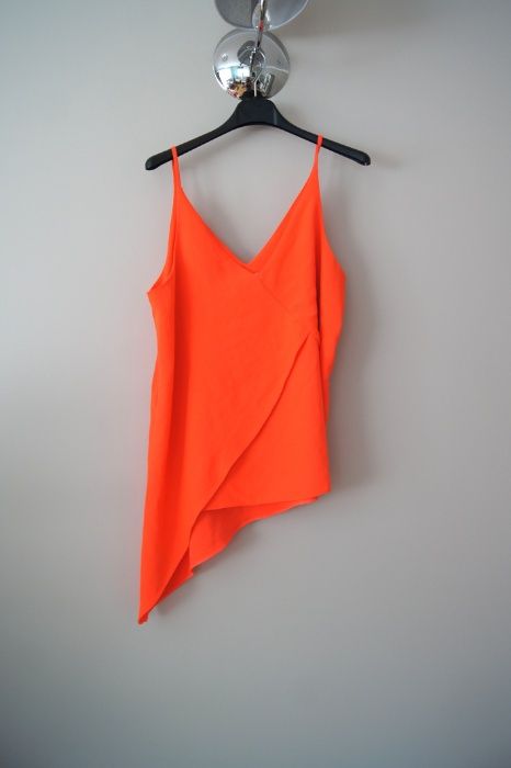 river island 38 M pomarańczowa pomaranczowa asymetryczna bluzka prosta