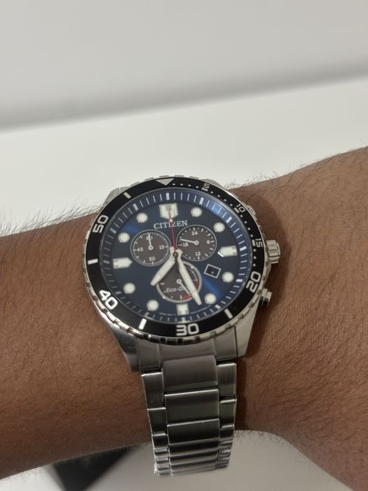 Citizen AT2560-84L Eco-Drive Chronograph 43mm Blue Dial Stainless Steel