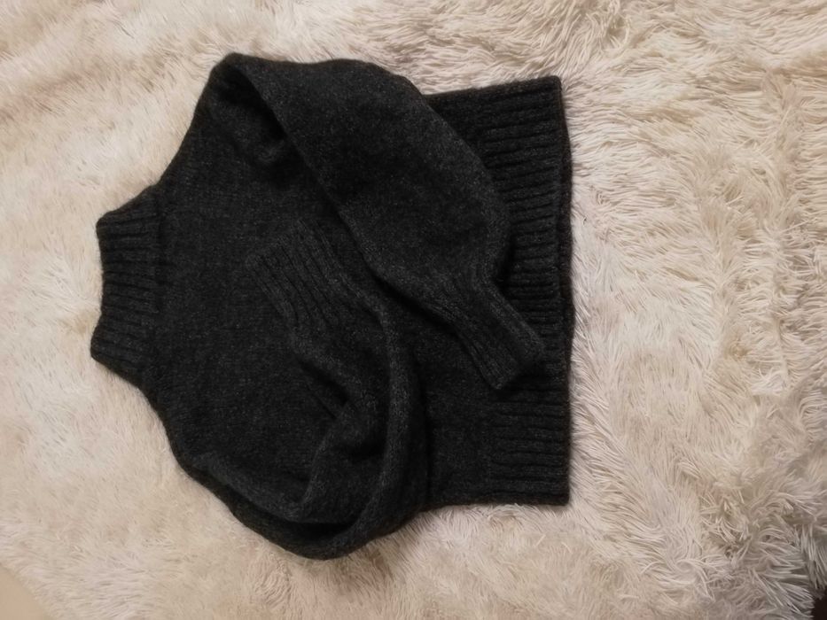 sweter wełna alpaka S 36 H&M szary krótki sweter H&M S 36