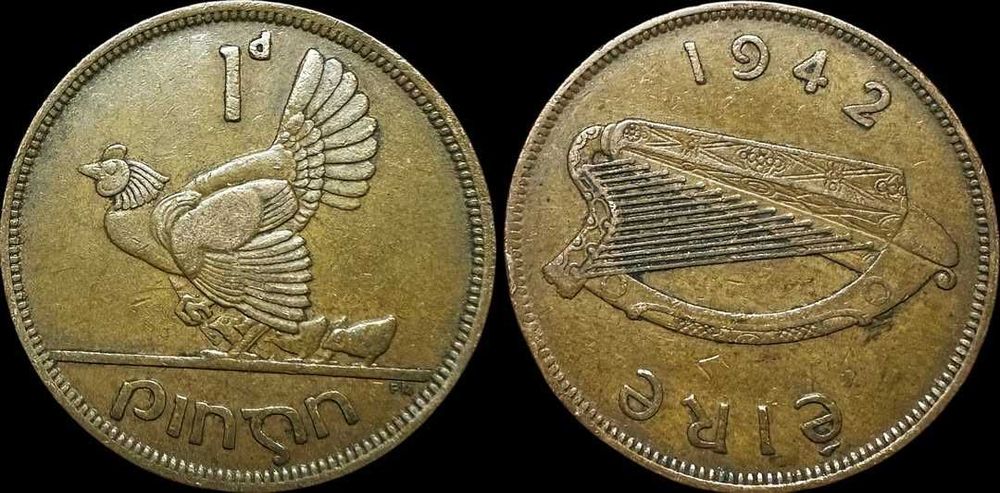 1 Pingin - 1942 - Irlanda - Casa da Moeda Real (Tower Hill) , Londres