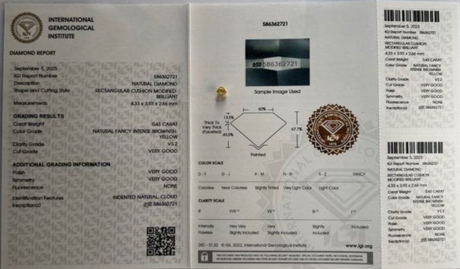 Diamante - Almofada - 0,43 ct