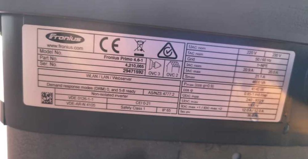 Inversor Solar Fronius Primo 4.6.1