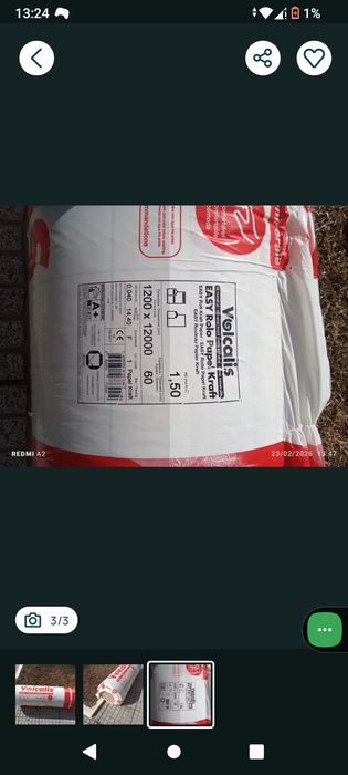 Isolamento lã rocha mineral 2 rolos