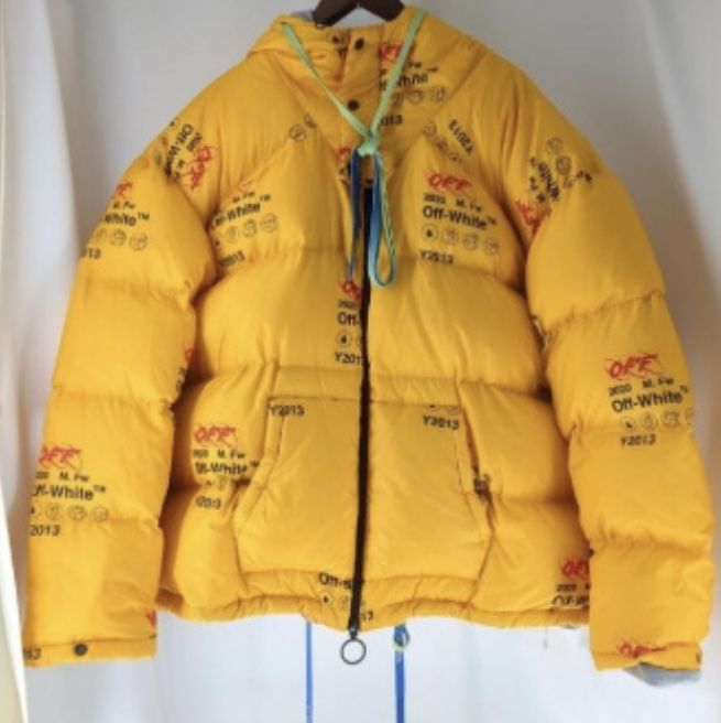 Kurtka puchowa Off-White off white zółta gęsi puch zimowa