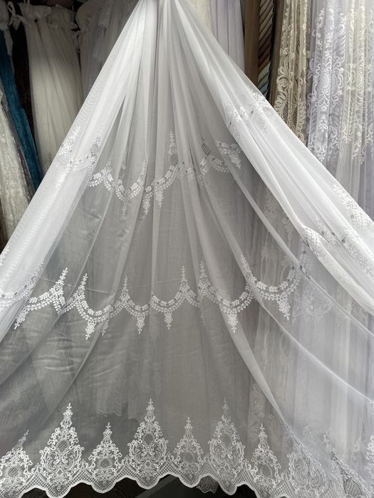 Тюль бамбук гардини вишиті для вітальні, кухні,зали Штори блекаут,барх