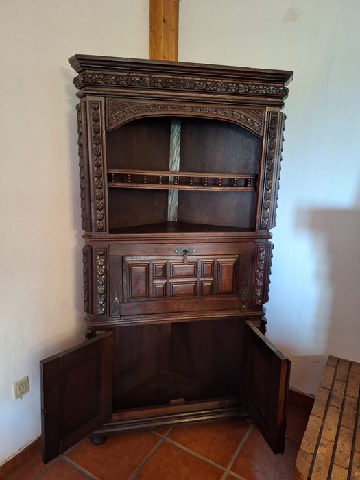 Cantoneira Antiga Madeira Talhada  Escritório Secretária Canto Barroco