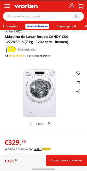 **Aproveite** Máquina Lavar Candy Smart Pro 8KG - Como Nova