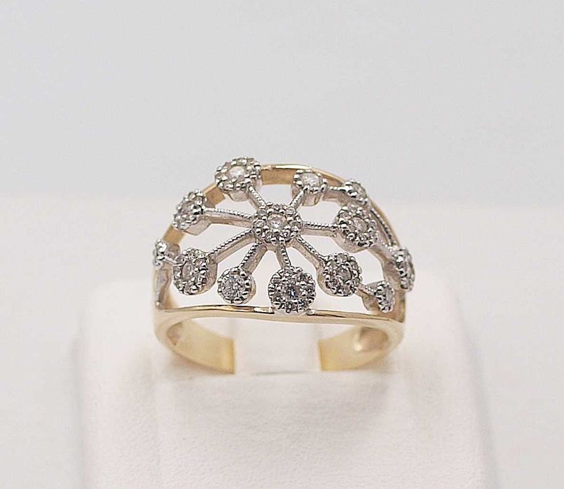 pierścionek złoto 585 brylanty 0,55 ct certyfikat roz.15