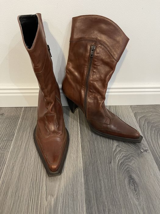 Freemood kowbojki kozaczki kozaki na obcasie skórzane 37/38 retro Zara