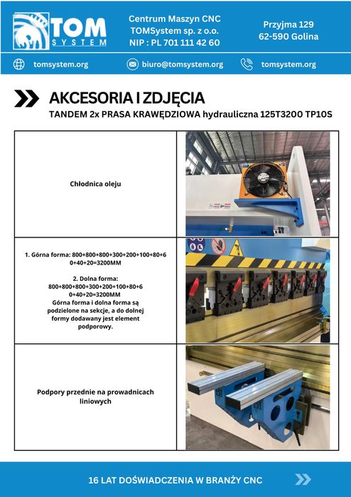 Prasa krawędziowa hydrauliczna TANDEM 2x 125T3200 TP10S
