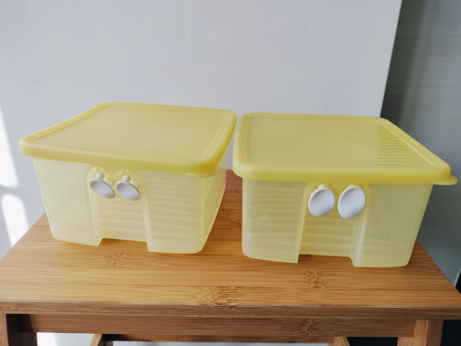 2 Tupperware amarelos 1L para armazenamento no frigorífico