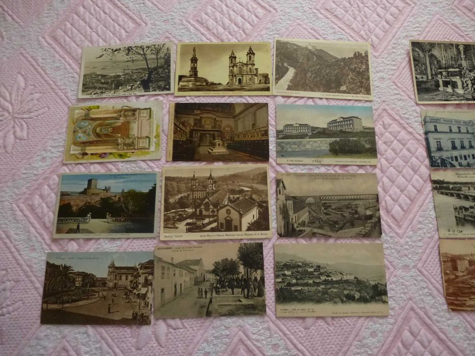 Lote 27 Postais, anos 1910 a 1950, selados