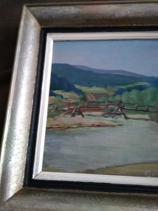 Olejny stary pejzaż sygn. M. Oracki -Serwin