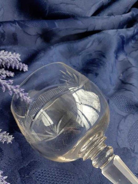 Мальцев! Бокал винный антик стекло алмазная грань линза высокий фужер