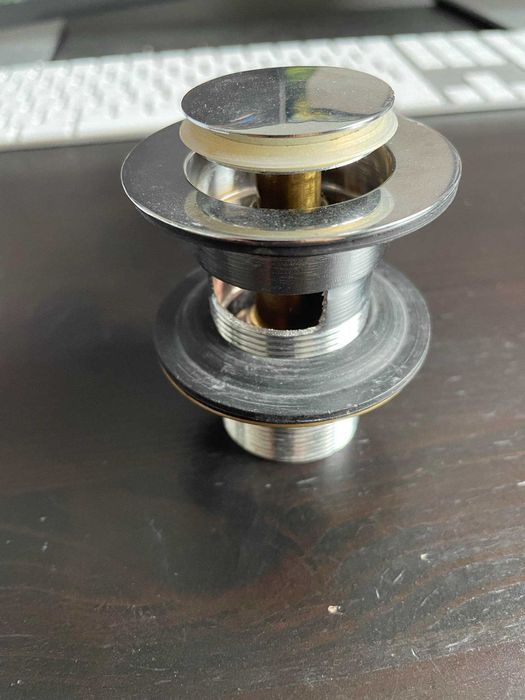 Korek klik-klak umywalkowy bez przelewu metalowy chrom NOWY