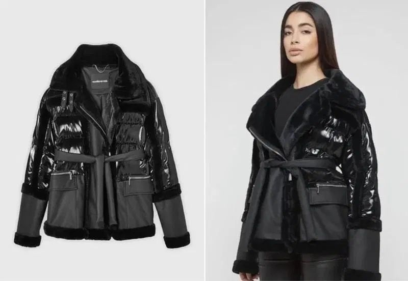 Жіноча дублянка Maniere De Voir M чорна з поясом