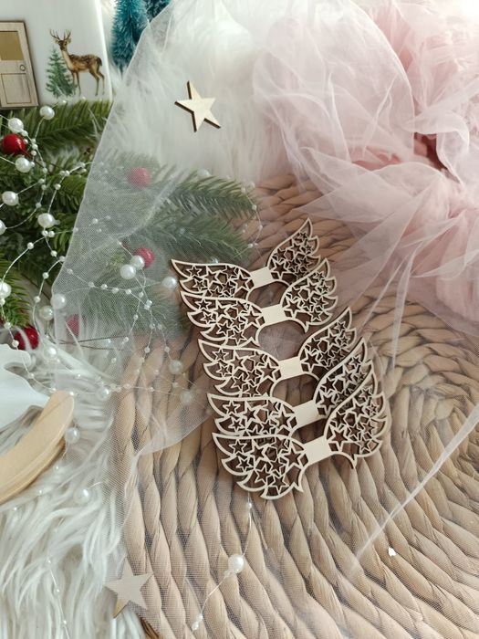 Skrzydełka drewniane, skrzydła Anioła, makrama, ozdoby , aniołki