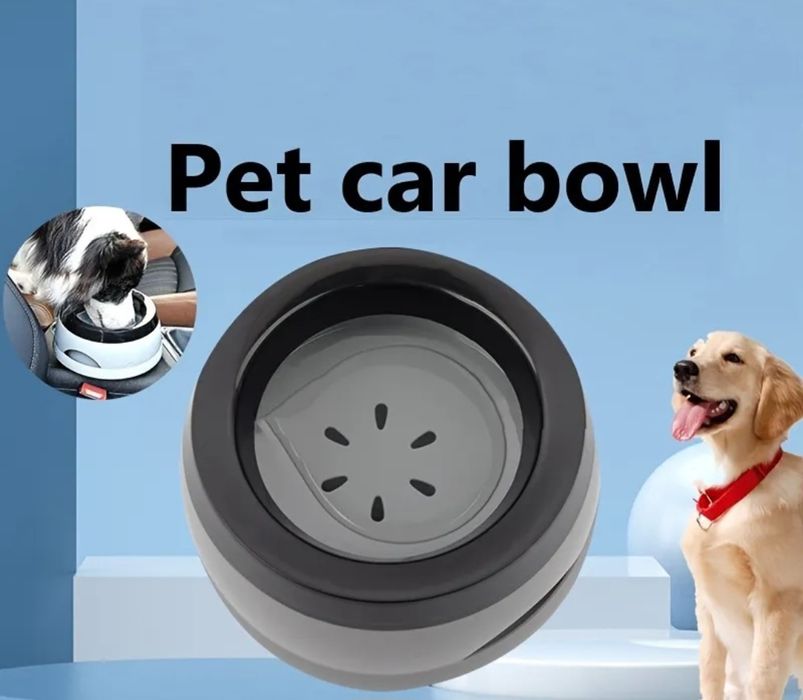 Сіра миска непроливайка для собак та котів