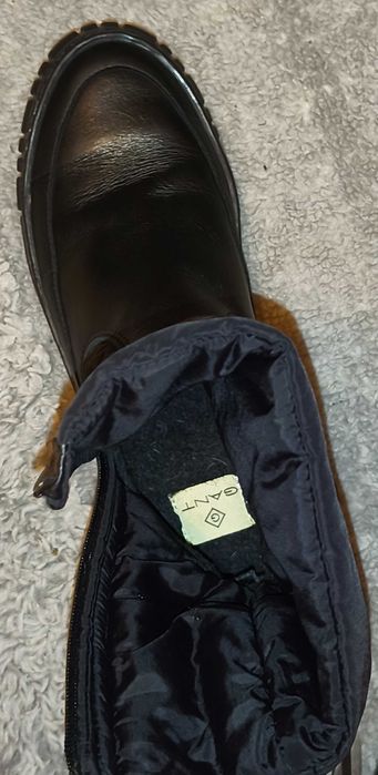 Śliczne botki kozaki śniegowce skórzane Gant czarne