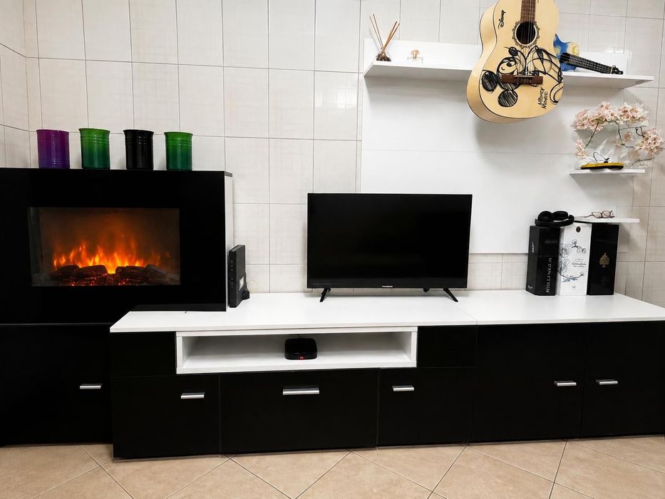 Conjunto Móvel TV + Painel + Lareira Elétrica LED
