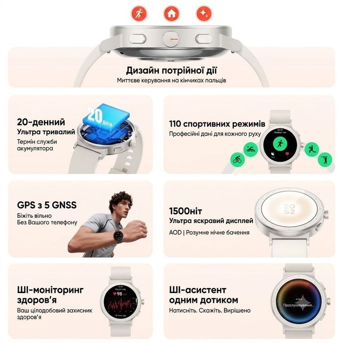 TOP! Смарт-годинник Realme Watch S5 (Rock Grey) — Global Version, AMOLED 1.43", GPS, Gemini Assistant, GLOBAL