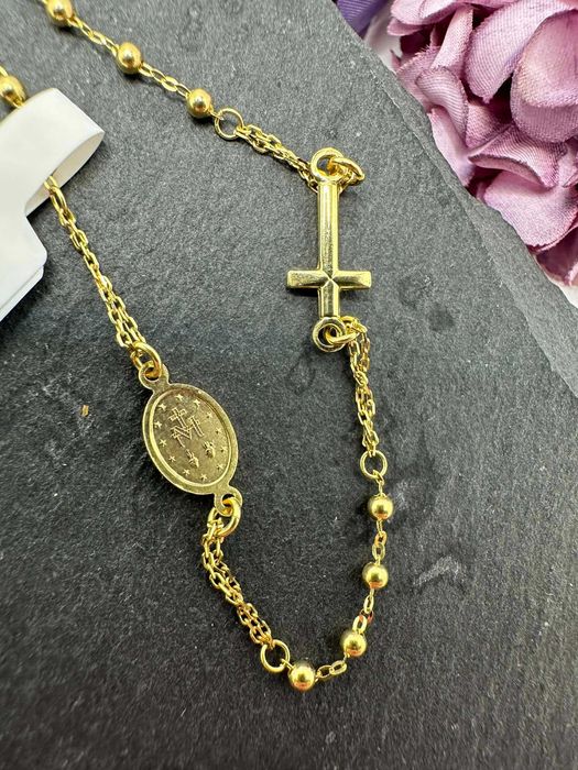 Złota bransoletka 14k 585 19cm Różaniec