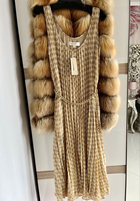 Michael Kors nowa elegancka plisowana sukienka damska pasek XS logo