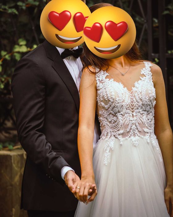 Suknia Ślubna Sukienka Biała na Ślub Wesele Litera A XSS/XS roz 32/34