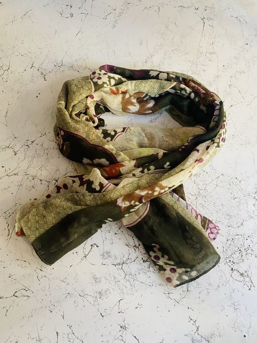 Szal jesienno- zimowy, zielone odcienie