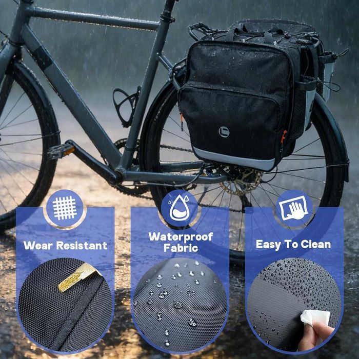 HOMPER Torba Rowerowa na Bagażnik 30L Sakwa Czarna Nowa
