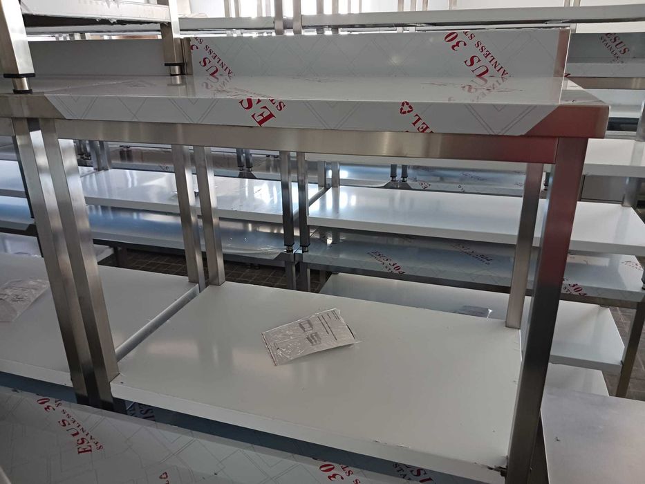 ACM1636 - Bancada Mural Inox de 1,2m com 1 Prateleira - NOVA