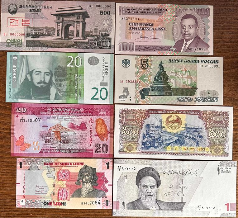 LOTE DE 40 NOTAS NOVAS DE TODO O MUNDO - TODAS UNC