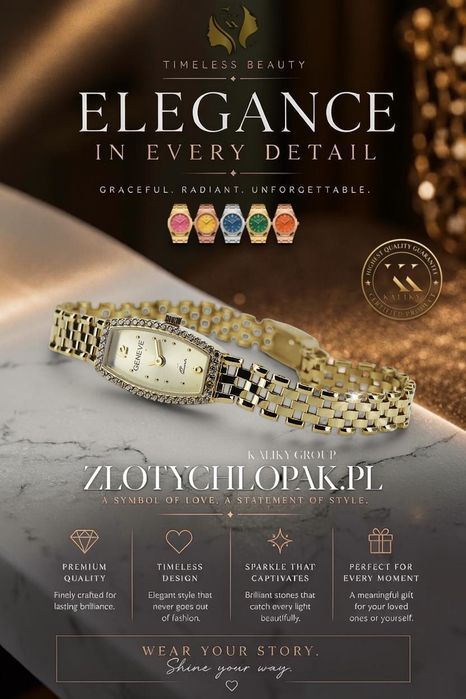 Prześliczny 14K 585 złoty damski zegarek Geneve lw135y Gdańsk Gdynia Sopot Trójmiasto biżuteria