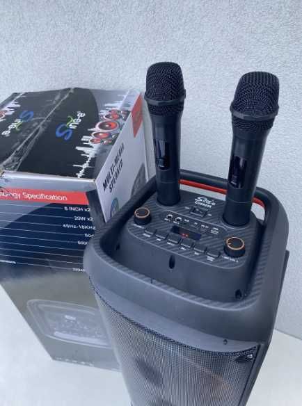 Большая колонка аккумуляторная с микрофоном для караоке портативная