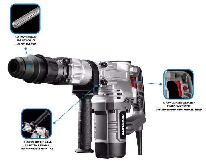 Młot Wyburzeniowy Sds-max 1300w Walizka Graphite 58g877