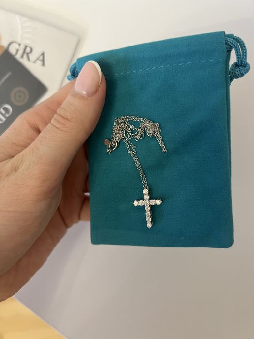 Ланцюжок з хрестиком цепочка з діамантами tiffani тіфані муассаніт