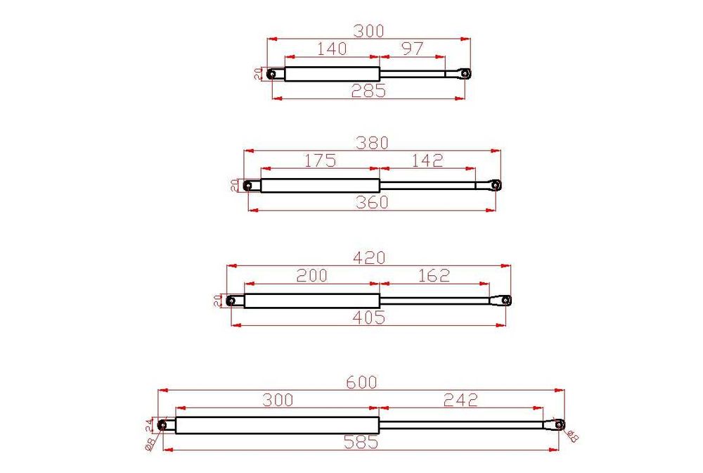 Газовий амортизатор для люка, багажника, Газліфт для ліжка 285-585мм