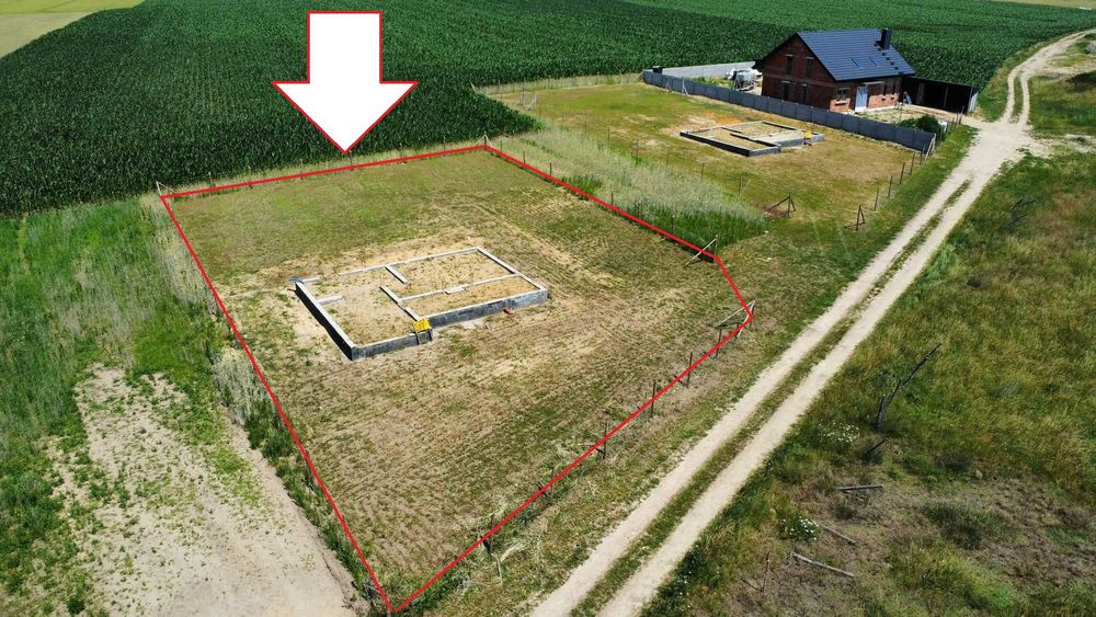 Działka budowlana Zduny 1044m2 z fundamentem domu
