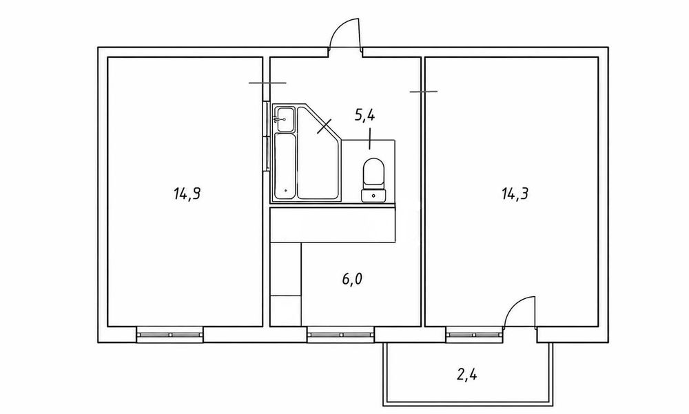 З 1.06. Центр, 2-к роздільна квартира 45м² (м.Печерська)