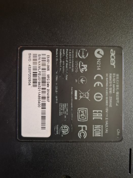 Ноутбук Acer Aspire E5-521 (E5-521-290S) — робочий / під відновлення або на запчастини