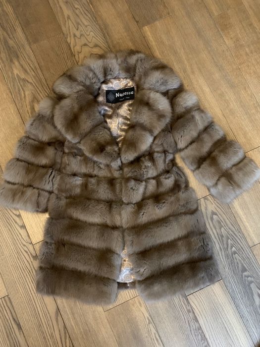 Шикарная шуба из куницы, 4:1, цвет соболь тортора