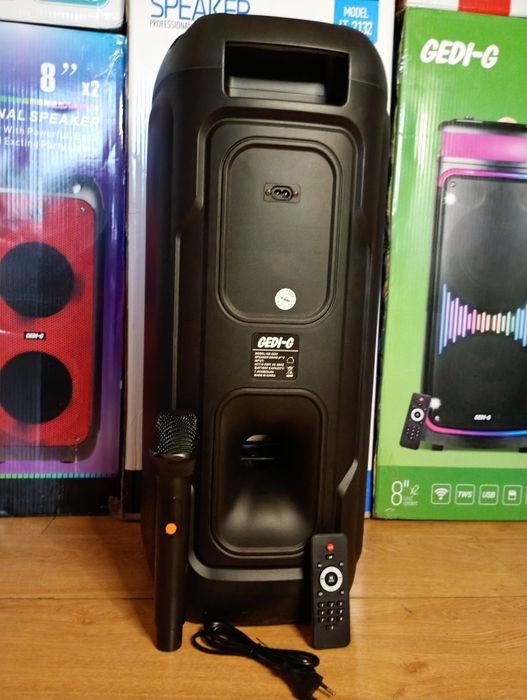 Караоке акустика GeDi-22(блютуз,USB,SD,FM)ПультДУ, 2микрофона