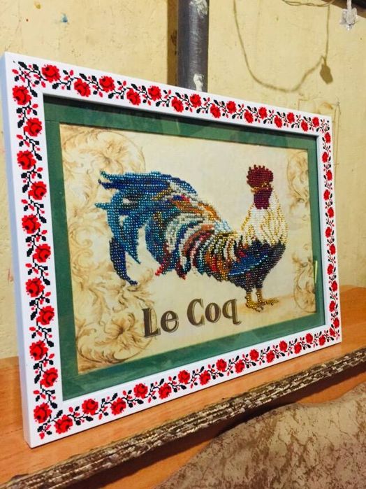 Картина бісером "Півень", український оберіг