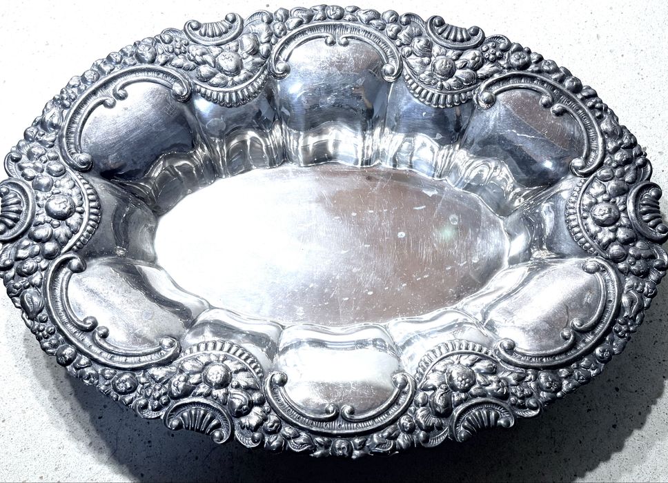 Lindas taças ovais antigas com banho em prata inglesa e espanhola