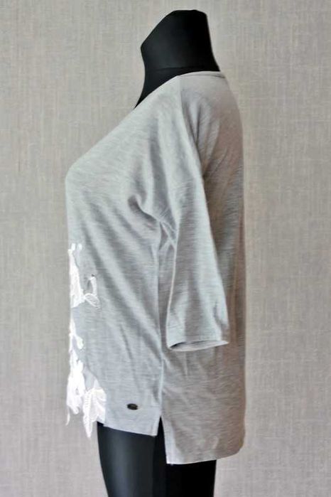 Szara bluzka z koronką i szyfonem Tom Tailor 40