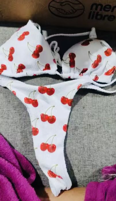 Купальник гарний сексуальний міні бікіні білий з малюнком