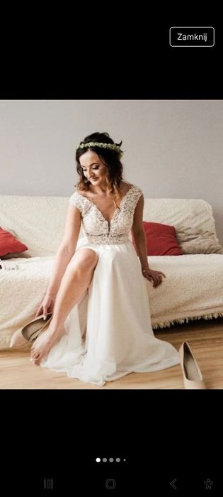 Suknia sukienka ślubna s 36 gipiura koronka