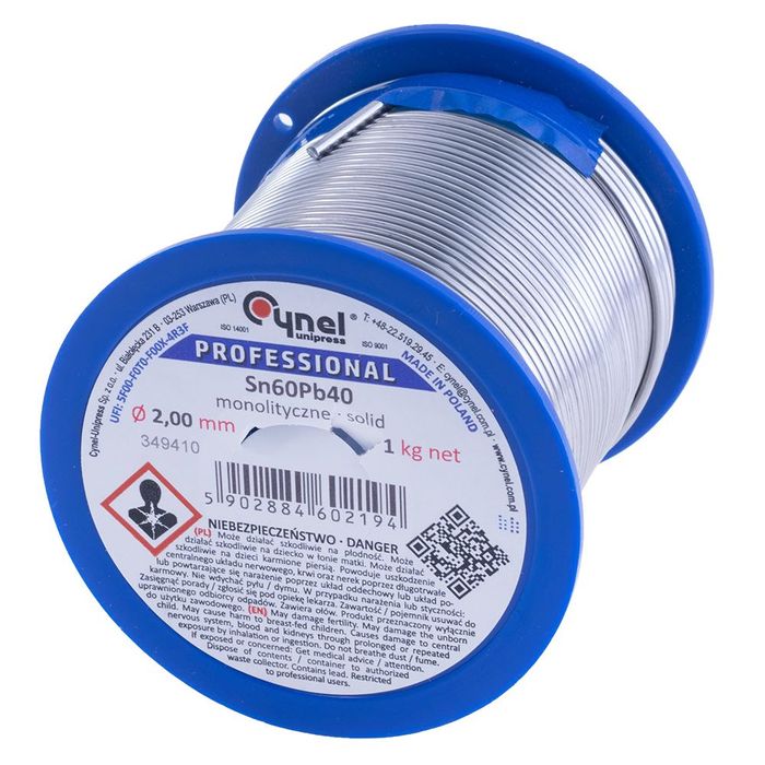 Припой cynel sn60pb40 solid 1 мм, 250 гр.